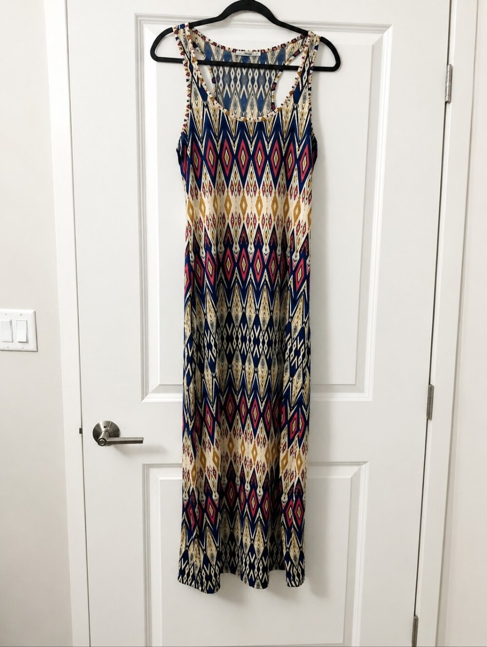 Papaya Bohemian Southwestern Geometric iKat Patterned Maxi Dress Size Medium